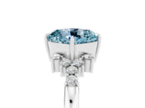 White gold Cushion Cut Aquamarine Ring with Side Stones and Four-Prong Setting_41