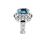 White gold Cushion Cut Aquamarine Scalloped Halo Engagement Ring with Round Shared Prong Band_53