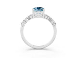 White gold Cushion Cut Aquamarine Scattered Round Accent Ring with Prong Setting_39