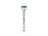 White gold Cushion Cut Aquamarine Side Stone Solitaire Ring with Round  and Four-Prong Setting_50