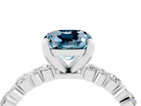 White gold Cushion Cut Aquamarine Side Stone Solitaire Ring with Round  and Four-Prong Setting_52
