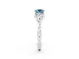 White gold Cushion Cut Aquamarine Solitaire Celtic Knot Ring with Four-Prong Setting_14