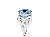 White gold Cushion Cut Aquamarine Solitaire Celtic Knot Ring with Four-Prong Setting_17