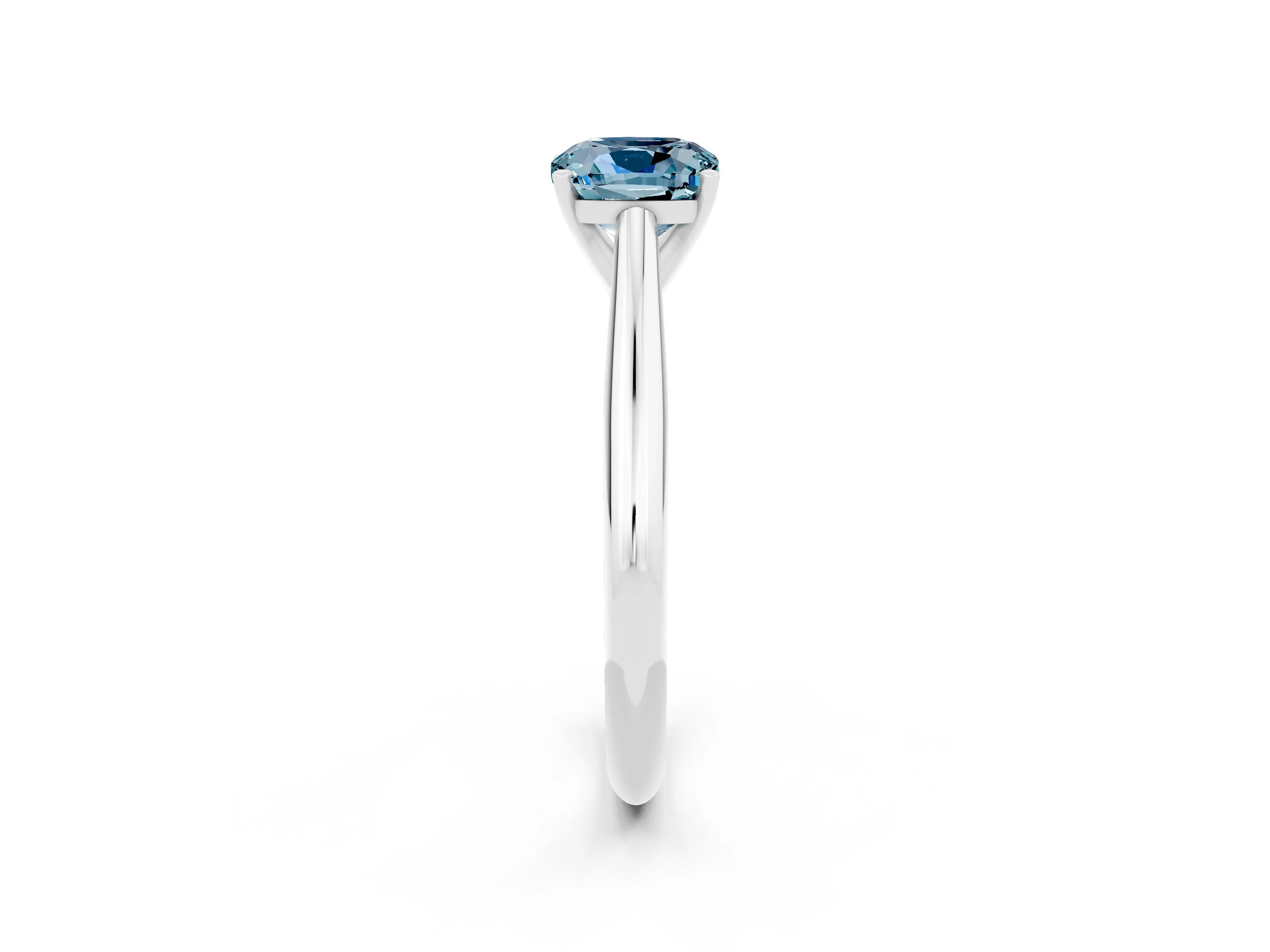 White gold Cushion Cut Aquamarine Solitaire Engagement Ring with Cathedral Setting and Four-Prong Mount_14