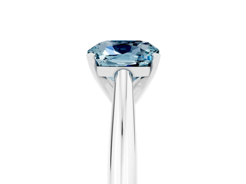 White gold Cushion Cut Aquamarine Solitaire Engagement Ring with Cathedral Setting and Four-Prong Mount_17