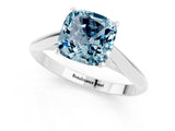 White gold Cushion Cut Aquamarine Solitaire Engagement Ring with Cathedral Setting and Four-Prong Mount_31
