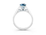 White gold Cushion Cut Aquamarine Solitaire Engagement Ring with Cathedral Setting and Four-Prong Mount_33
