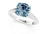 White gold Cushion Cut Aquamarine Solitaire Engagement Ring with Cathedral Setting and Four-Prong Mount_37