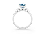 White gold Cushion Cut Aquamarine Solitaire Engagement Ring with Cathedral Setting and Four-Prong Mount_39