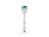 White gold Cushion Cut Aquamarine Solitaire Engagement Ring with Celtic Knot Band and Four-Prong Setting_2