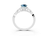 White gold Cushion Cut Aquamarine Solitaire Engagement Ring with Celtic Knot Band and Four-Prong Setting_3