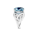 White gold Cushion Cut Aquamarine Solitaire Engagement Ring with Celtic Knot Band and Four-Prong Setting_5