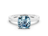 White gold Cushion Cut Aquamarine Solitaire Engagement Ring with Classic Band and Four-Prong Setting_24