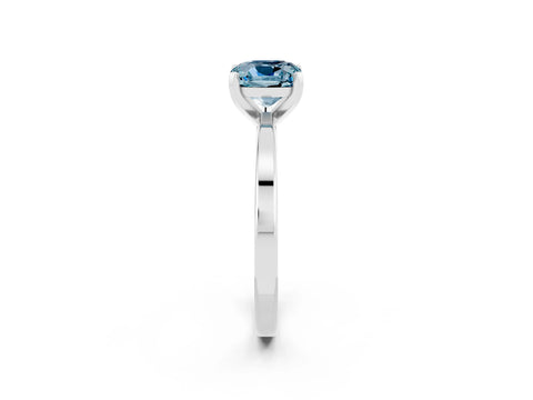 White gold Cushion Cut Aquamarine Solitaire Engagement Ring with Classic Band and Four-Prong Setting_26