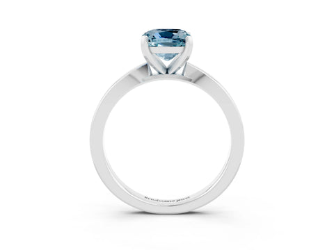 White gold Cushion Cut Aquamarine Solitaire Engagement Ring with Classic Band and Four-Prong Setting_27