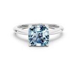 White gold Cushion Cut Aquamarine Solitaire Engagement Ring with Classic Band and Four-Prong Setting_48