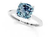 White gold Cushion Cut Aquamarine Solitaire Engagement Ring with Classic Band and Four-Prong Setting_49