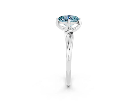 White gold Cushion Cut Aquamarine Solitaire Engagement Ring with Four-Prong Setting and Classic Band_32