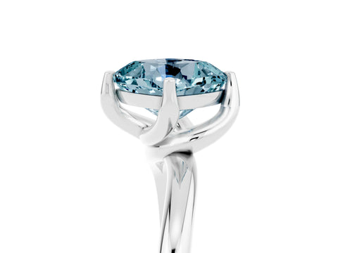 White gold Cushion Cut Aquamarine Solitaire Engagement Ring with Four-Prong Setting and Classic Band_35