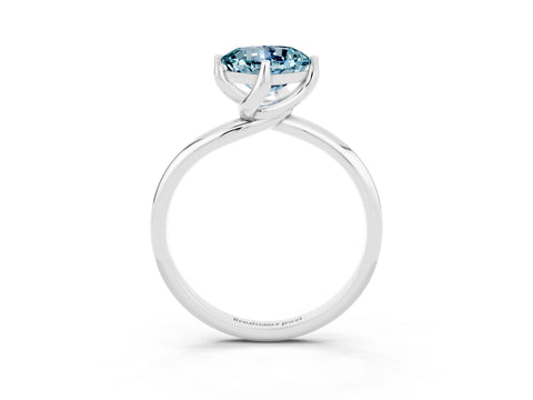 White gold Cushion Cut Aquamarine Solitaire Engagement Ring with Four-Prong Setting and Classic Band_38