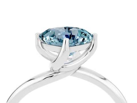White gold Cushion Cut Aquamarine Solitaire Engagement Ring with Four-Prong Setting and Classic Band_40
