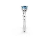 White gold Cushion Cut Aquamarine Solitaire Engagement Ring with Round Band and Four-Prong Setting_2