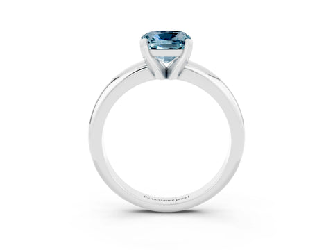 White gold Cushion Cut Aquamarine Solitaire Engagement Ring with Round Band and Four-Prong Setting_3