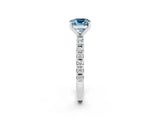 White gold Cushion Cut Aquamarine Solitaire Pavé Band with Four-Prong Setting_2