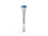 White gold Cushion Cut Aquamarine Solitaire Pavé Engagement Ring with Round Band and Prong Setting_92