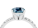 White gold Cushion Cut Aquamarine Solitaire Pavé Engagement Ring with Round Band and Prong Setting_94