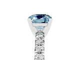 White gold Cushion Cut Aquamarine Solitaire Pavé Engagement Ring with Round Band and Prong Setting_95