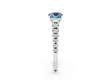 White gold Cushion Cut Aquamarine Solitaire Ring with Cathedral Setting and Pavé Band_2