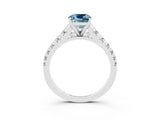 White gold Cushion Cut Aquamarine Solitaire Ring with Cathedral Setting and Pavé Band_3