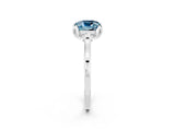 White gold Cushion Cut Aquamarine Solitaire Ring with Flower Prong Setting and Classic Band_14