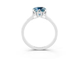 White gold Cushion Cut Aquamarine Solitaire Ring with Flower Prong Setting and Classic Band_15
