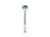White gold Cushion Cut Aquamarine Solitaire Ring with Pavé Band and Four-Prong Setting_26