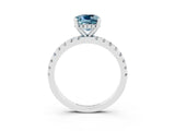 White gold Cushion Cut Aquamarine Solitaire Ring with Pavé Band and Four-Prong Setting_27