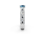 White gold Cushion Cut Aquamarine Solitaire Ring with Pavé and Channel Set Band_2