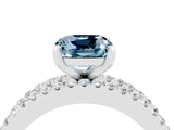 White gold Cushion Cut Aquamarine Solitaire Ring with Pavé and Channel Set Band_4