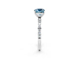 White gold Cushion Cut Aquamarine Solitaire Ring with Pave Band and Four Prong Setting_26