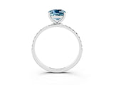 White gold Cushion Cut Aquamarine Solitaire Ring with Pave Band and Four Prong Setting_27