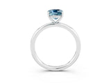 White gold Cushion Cut Aquamarine Solitaire Ring with Thin Band and Four-Prong Setting_3