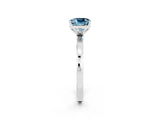 White gold Cushion Cut Aquamarine Solitaire Ring with Thin Band and Prong Setting_14