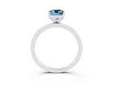 White gold Cushion Cut Aquamarine Solitaire Ring with Thin Band and Prong Setting_15