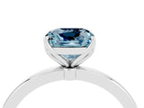 White gold Cushion Cut Aquamarine Solitaire Ring with Thin Band and Prong Setting_16