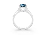White gold Cushion Cut Aquamarine Solitaire Ring with Wide Band and Prong Setting_3