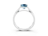 White gold Cushion Cut Aquamarine Solitaire Twist Band Prong Setting Ring_75