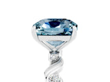White gold Cushion Cut Aquamarine Solitaire Twisted Band with Round  Accents and Prong Setting_17