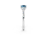 White gold Cushion Cut Aquamarine Solitaire with Side Baguettes and Channel Set Band_2