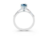 White gold Cushion Cut Aquamarine Solitaire with Side Baguettes and Channel Set Band_3